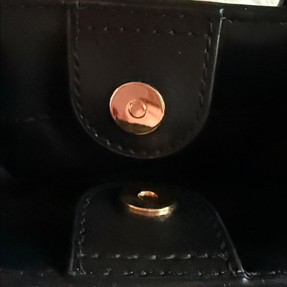 Michael Kors Black Leather Mini Satchel with Gold MK Charm - Picture 5 of 5